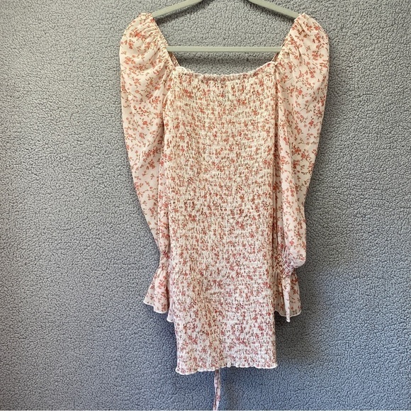 Princess Polly Smocked Puff Sleeve Azure Floral Mini Dress Sz 6 - Picture 6 of 9